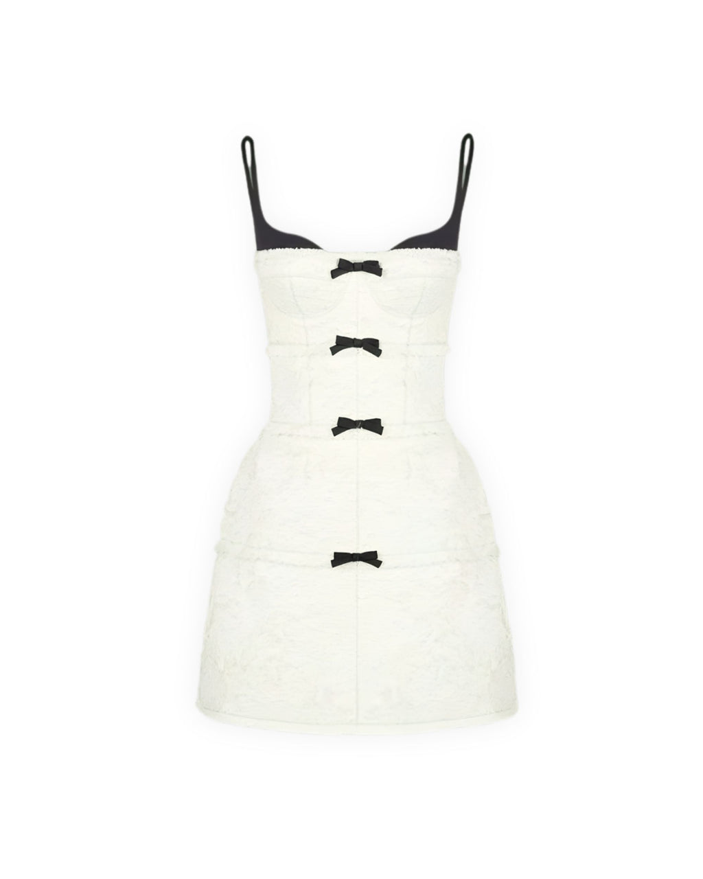 The Heiress Dress by Seonyo – white structured mini dress with bow detailing